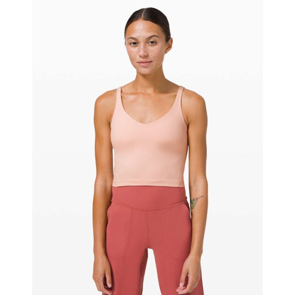 Lululemon Align Cropped Tank Top Women Size 6 Pink A/B Cup V-Neck Light Support